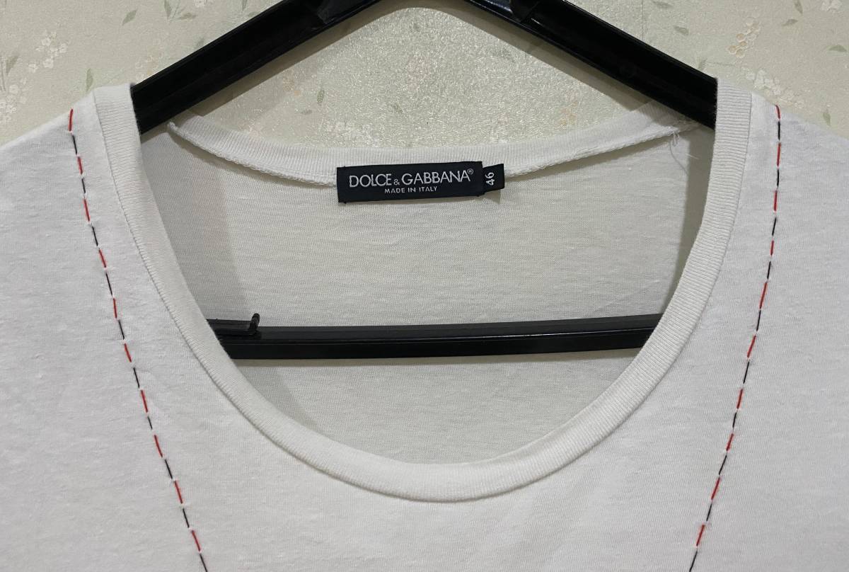 *DOLCE&GABBANA Dolce & Gabbana рука .. оборудование орнамент короткий рукав футболка tops Италия производства 46 BJBA.F