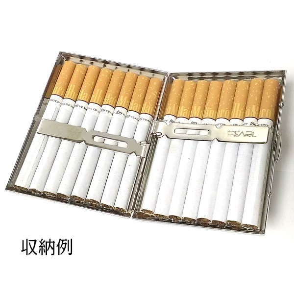 シガレットケース おしゃれ シルバーチェック 真鍮製 タバコケース たばこケース 16本収納 かっこいい メンズ レディース 潰れない 頑丈_画像3