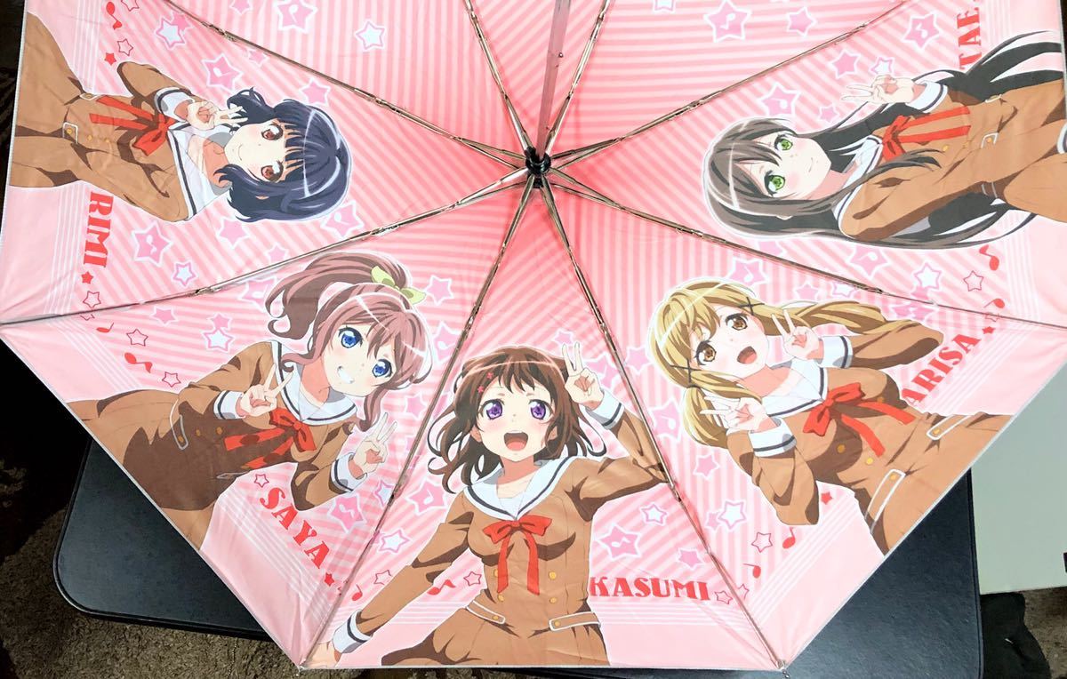 BanG Dream! 折りたたみ傘 Poppin’Party 戸山香澄 市ヶ谷有咲 花園たえ 牛込りみ 山吹沙綾 美少女 ポピパ バンドリ 痛傘 グッズ_画像1