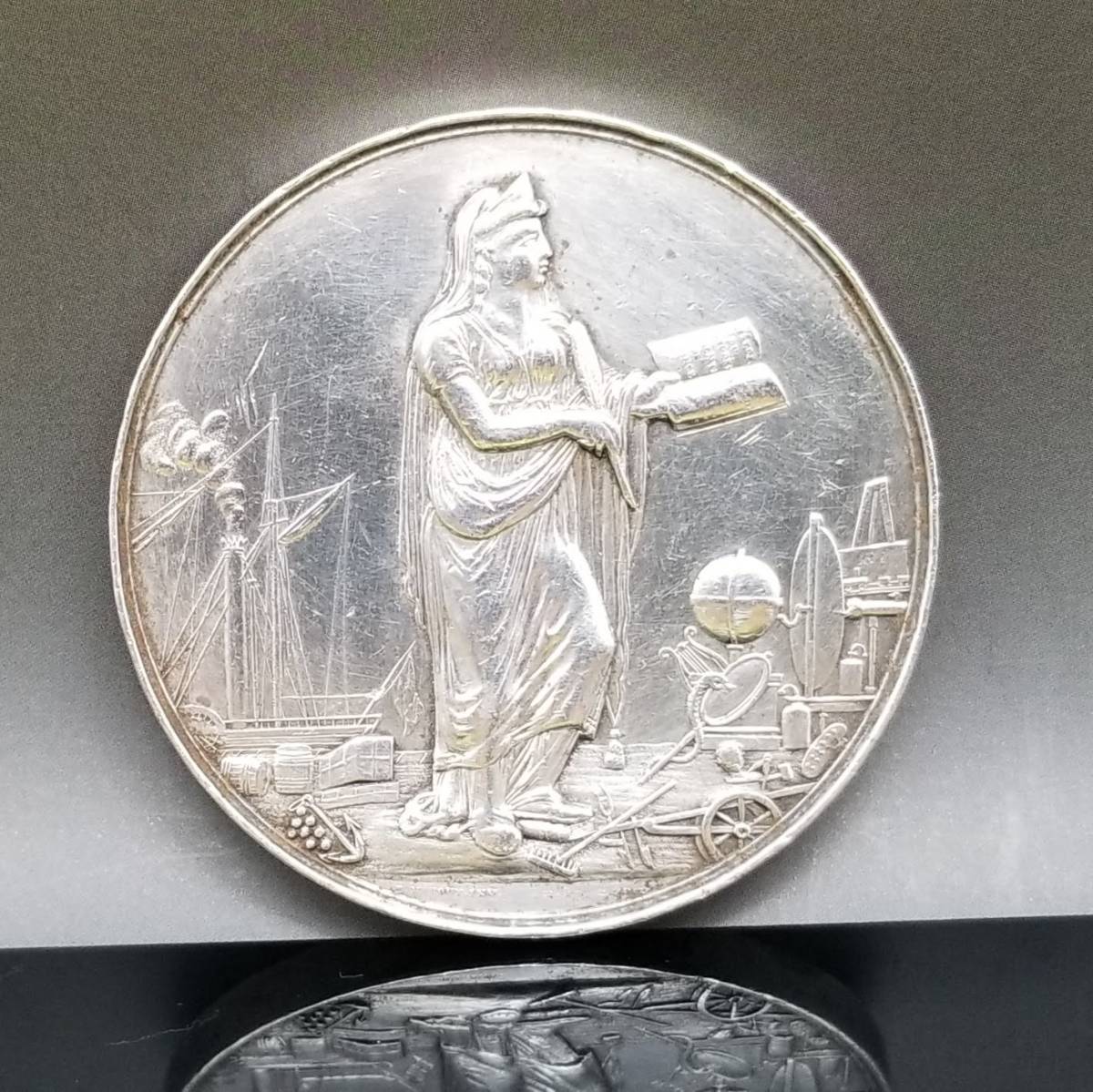 1846年 フランス アンティーク シルバー メダル コイン 女神 アール 