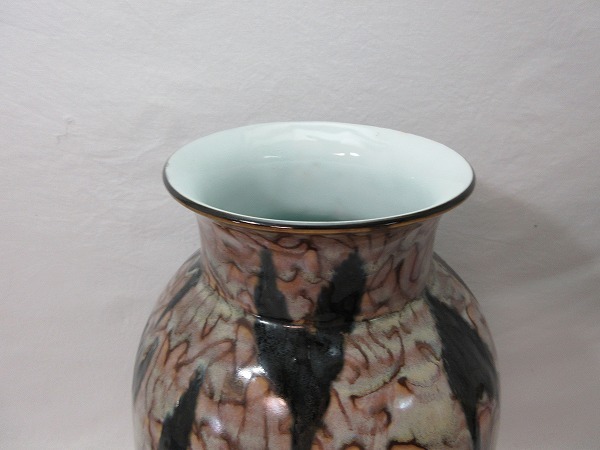 O306808 【 古い有田光風作サイン花瓶花生け箱無】 検) 伊万里有田焼