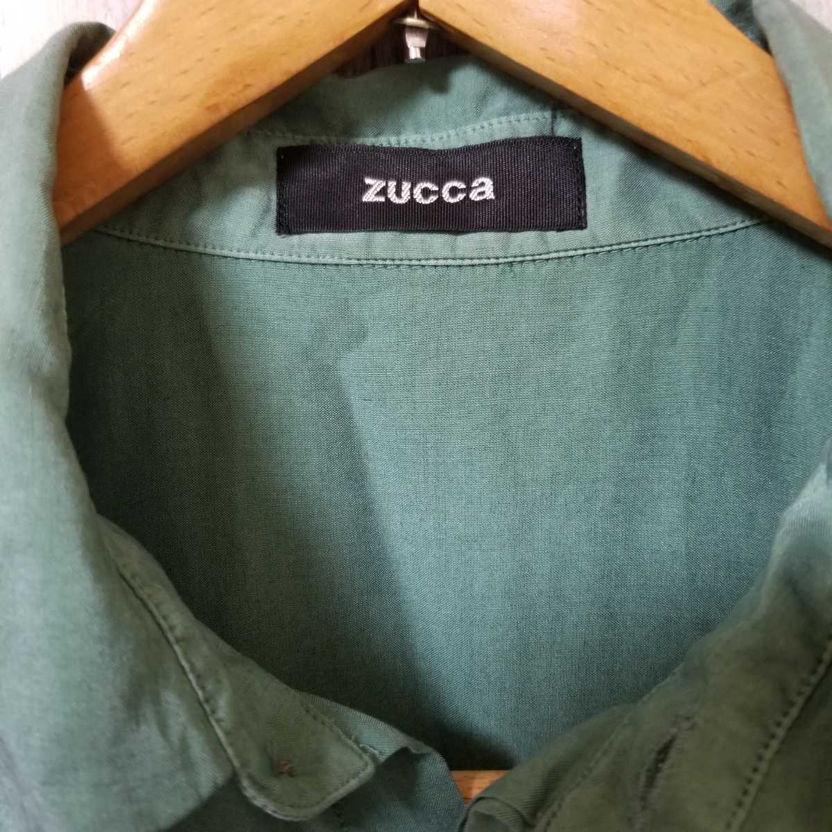 ZUCCA　ズッカ　ワンピース　Mサイズ　比翼　シルク混　グリーン系　レディース