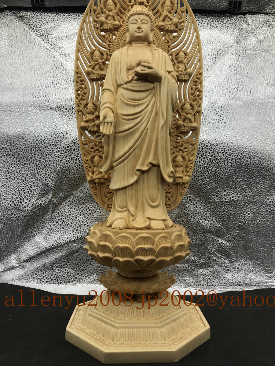 薬師如来仏 精密細工 彫刻工芸品 木彫仏像 極上品 仏師で仕上げ品 祈る