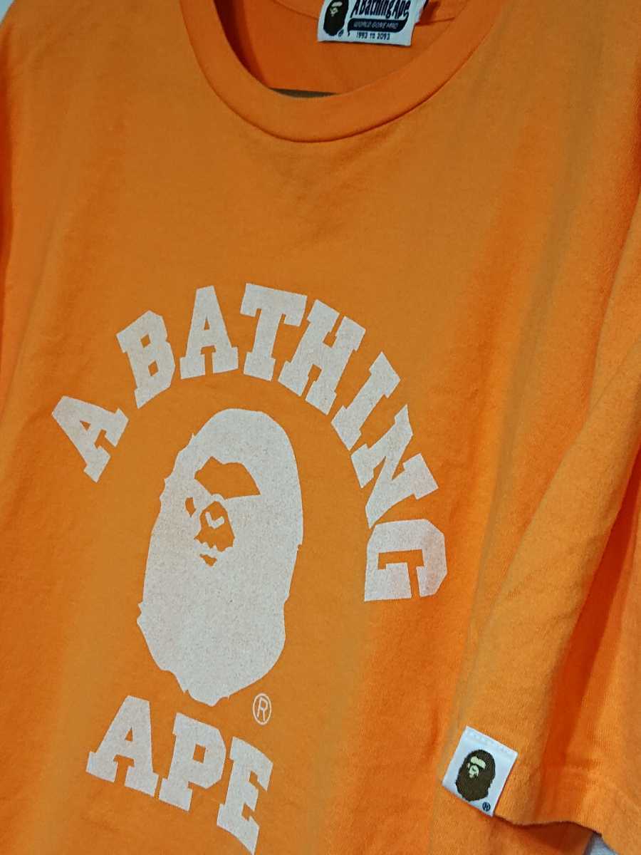 A BATHING APE /XXL ビッグサイズ Tシャツ オレンジ エイプ_画像4