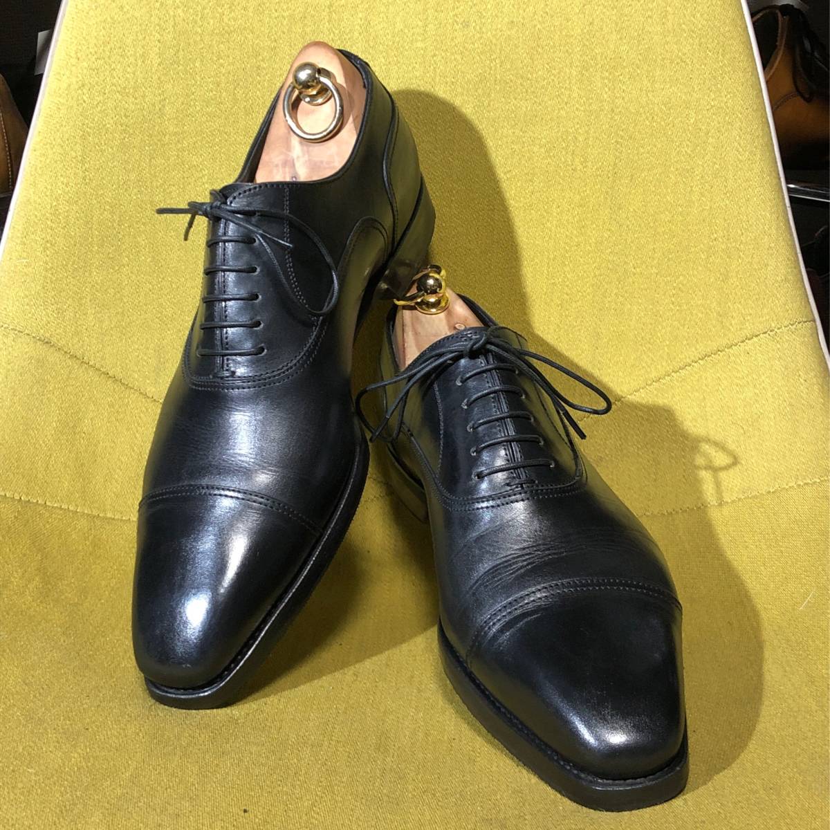 美品 SANTONI サントーニ グッドイヤー製法 上位ライン ストレートチップレザーシューズ 6.5 イタリア製 エルメスOEM先 25.0 25.5相当_画像1