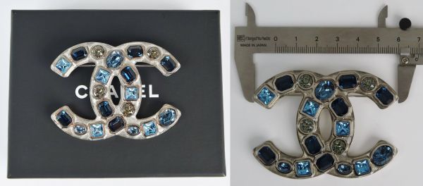 B19C CHANEL シャネル 特大 ココマーク カラー ストーン ブローチ