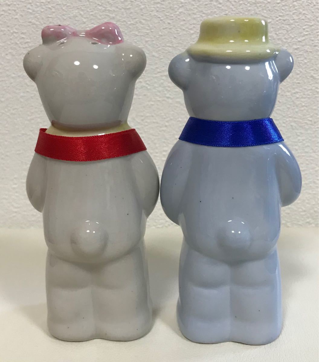 調味料入れ　塩・コショウ入れ　陶器クマさんペア