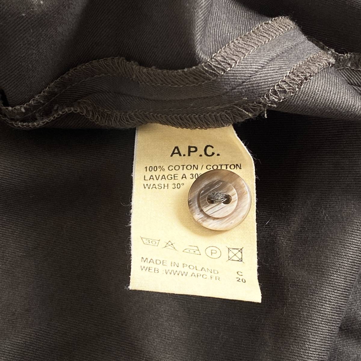 A.P.C. アーペーセー ノーカラー ワンピース XS カーキ レディース シンプル 無地 ポーランド製_画像6