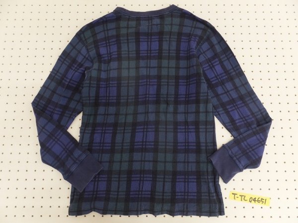 〈送料280円〉POLO RALPH LAUREN ラルフローレン レディース チェック柄 ワッフル ロンT M 紺緑_画像3