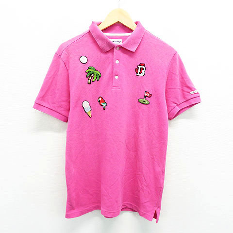 新品即決 JACK BUNNY ジャックバニー 半袖ポロシャツ ワッペン メンズ 5 ゴルフウェア ピンク系 2022年のクリスマスの特別な衣装 240001540132