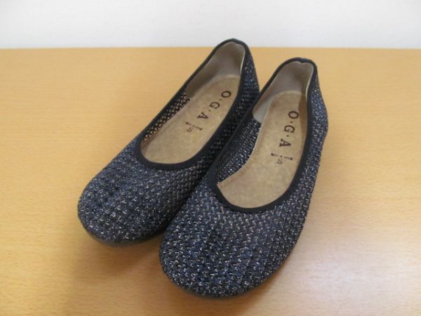 (42299)OGA женский туфли-лодочки серебряный ламе темно-синий серия S не использовался 