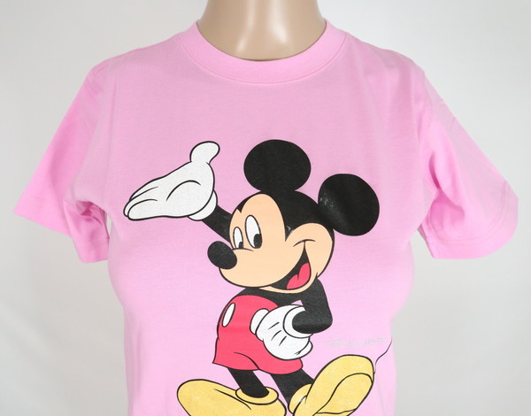 　＊新品 ディズニー Disney ミッキーマウス MICKEY MOUSE 半袖 プリント Tシャツ 送料込み980円 コットン100% サイズM ピンク LCT411_画像2