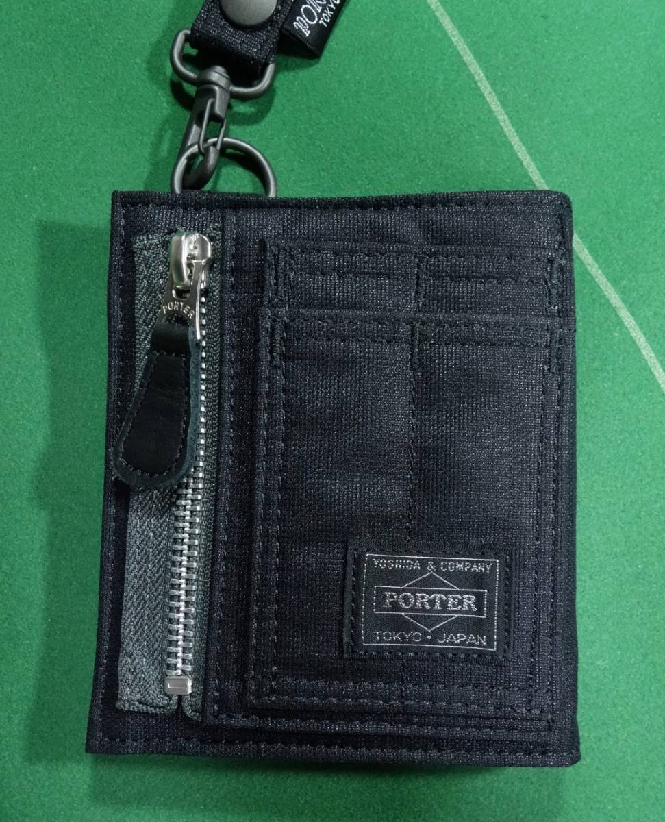 * Porter FLYING ACE nylon oks material with strap 2. folding purse wallet black beautiful goods!!!*
