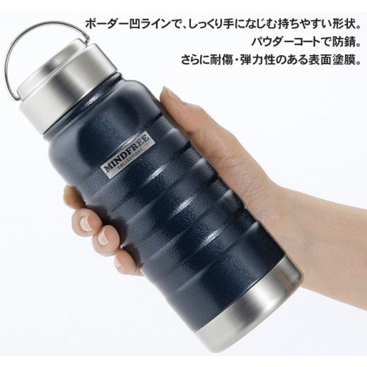 真空二重構造ステンレスボトル550mL MINDFREE 紺色1本