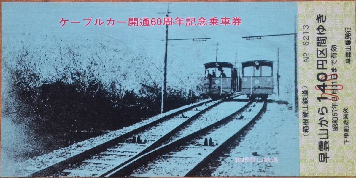 箱根登山鉄道「(強羅~早雲山)ケーブルカー開通60周年」記念乗車券(5枚組)　1981_画像4