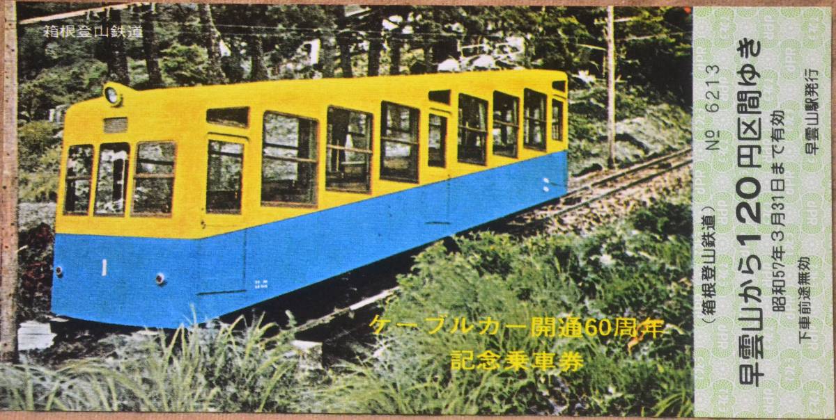箱根登山鉄道「(強羅~早雲山)ケーブルカー開通60周年」記念乗車券(5枚組)　1981_画像5