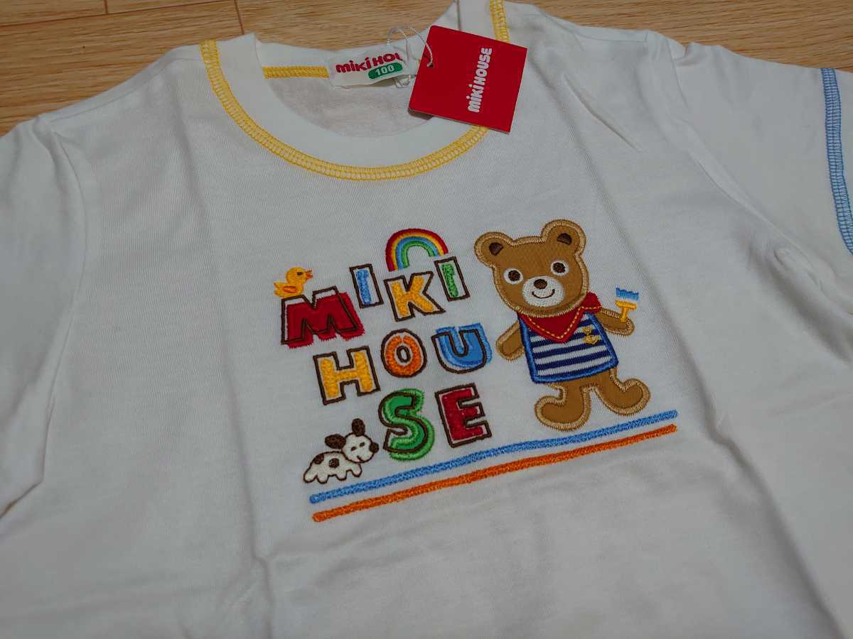 新品タグ付き★ミキハウスMIKI HOUSE★半袖Tシャツ★半袖シャツ★100㎝★プッチーくん検索ダブルB*ホットビスケッツ★カットソー★白