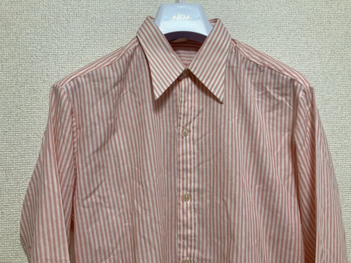 70's ヨーロッパヴィンテージ TERGAL ドレスシャツ ストライプ 長袖シャツ ピンク系 ポリコットンシャツ_画像3