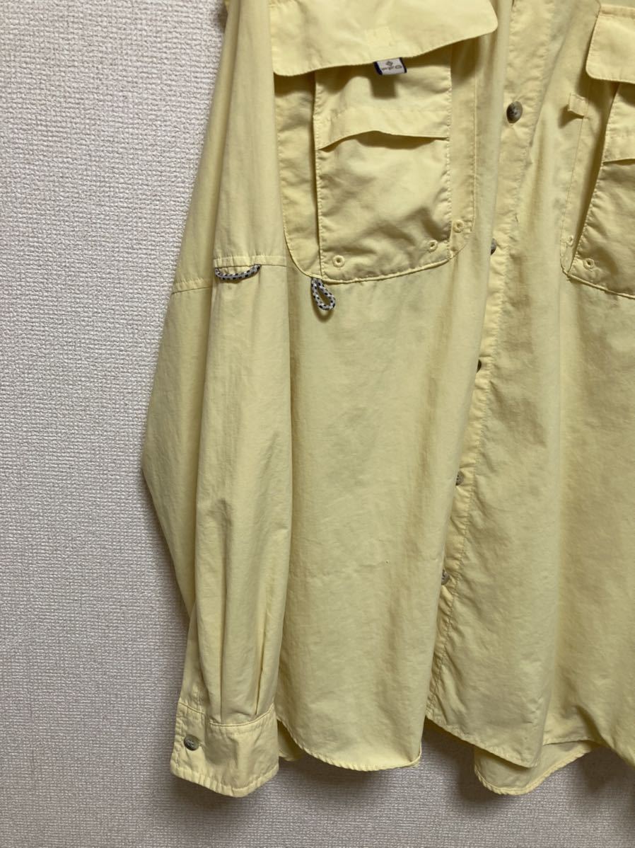 Columbia PFG コロンビア フィッシングシャツ 長袖シャツ マルチポケット OMNI-SHADE ボタンダウンシャツ 黄色 L_画像8