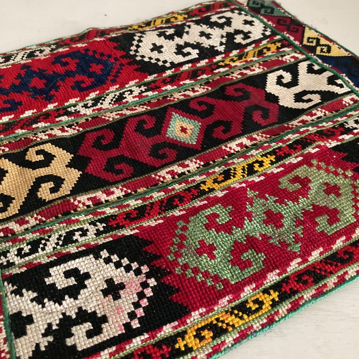  drill m hand weave rug 31×27cm Turkey . tree dyeing kilim hand made 1 point thing antique fringe attaching 