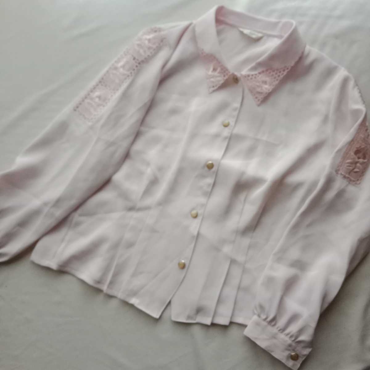 [ used ] formal * spring embroidery color gorgeous race Kiyoshi . blouse long sleeve polyester race pink light pink M L