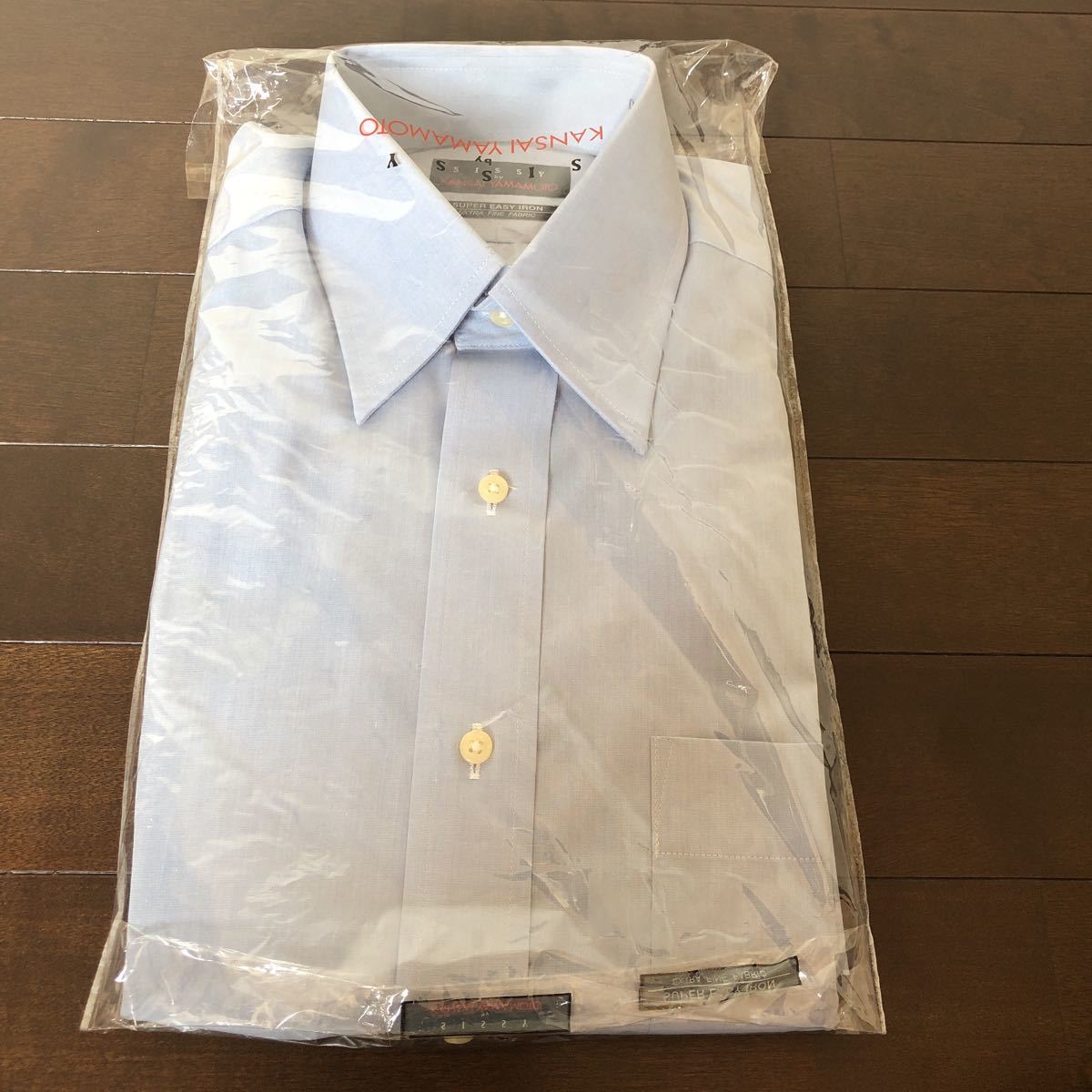 【新品未使用】KANSAI YAMAMOTO ビジネスシャツ 長袖 えり回り 38cm パステルブルー サイズM