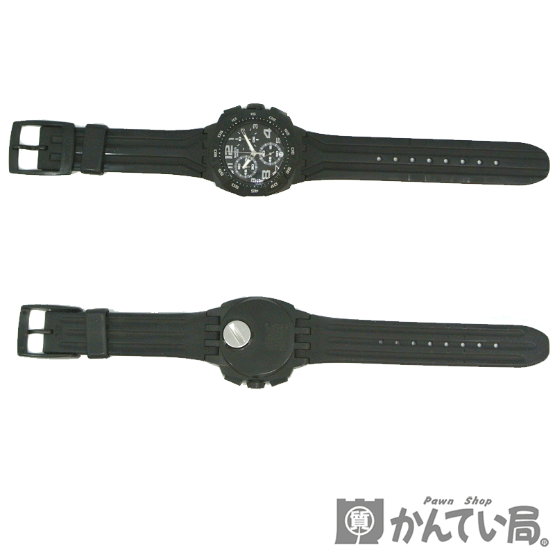 Swatch【スウォッチ】PLASTIC MISTER CHRONO スイス製 シリコンベルト メンズ クオーツ 腕時計 4石 ブラック ケース 説明書付き【USED-B】_画像4