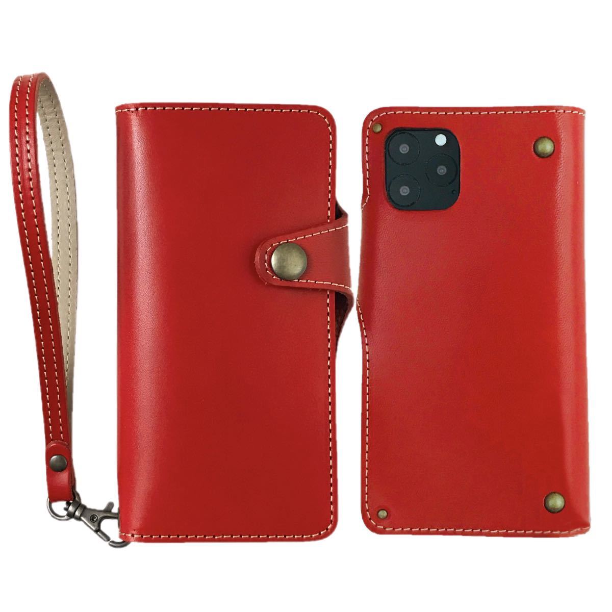 * with strap Tochigi leather iPhone12 mini cow leather smartphone case notebook type cover original leather leather red made in Japan vo- Noah two wheels *