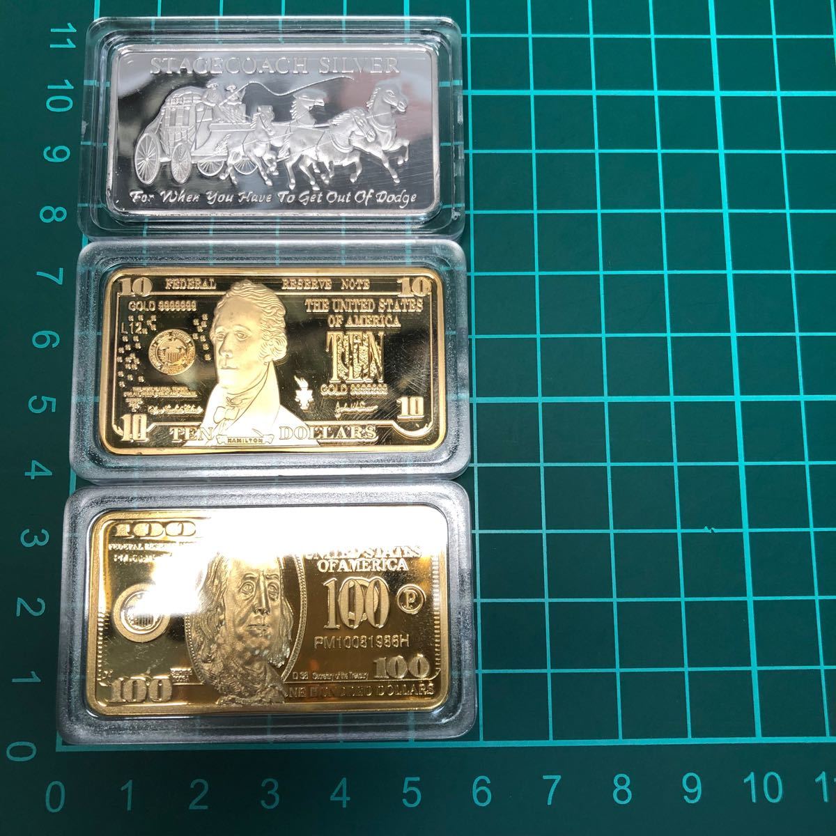 記念コイン　ゴールドバー GOLD アメリカ 硬貨 金メッキ　銀メッキ　美品　3枚