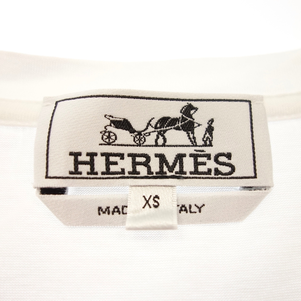 新品同様◆HERMES エルメス コットン 半袖 カットソー Tシャツ クルーネック プリント 馬蹄 XS 白 レディース_画像6