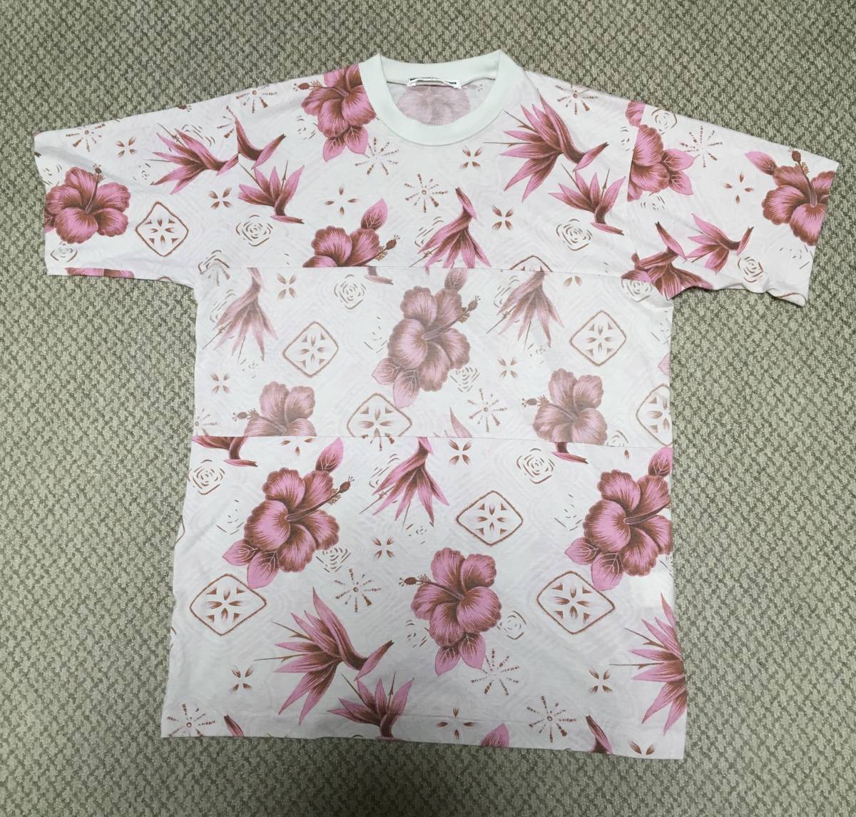 希少 ズッカ アロハ プリント 切替 インサイド アウト T シャツ zucca flower print switching T shirts aloha inside out vintage archive_画像1