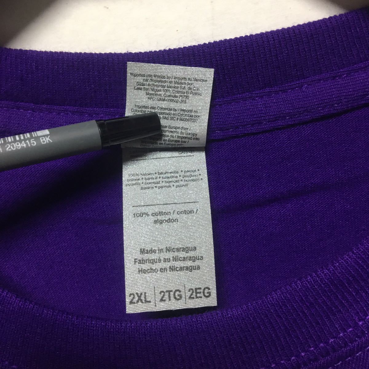 GILDAN パープル 2XLサイズ 紫色 半袖無地Tシャツ ポケット無し 6.0oz ギルダン_画像3