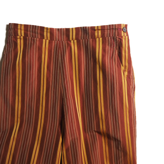 J2791P　▼6 ROKU ロク ビューティー&ユース▼　コットンキュプラ ストライプ ワイドパンツ ブラウン 36 MULTI STRIPE PANTS 春夏 rb_画像2