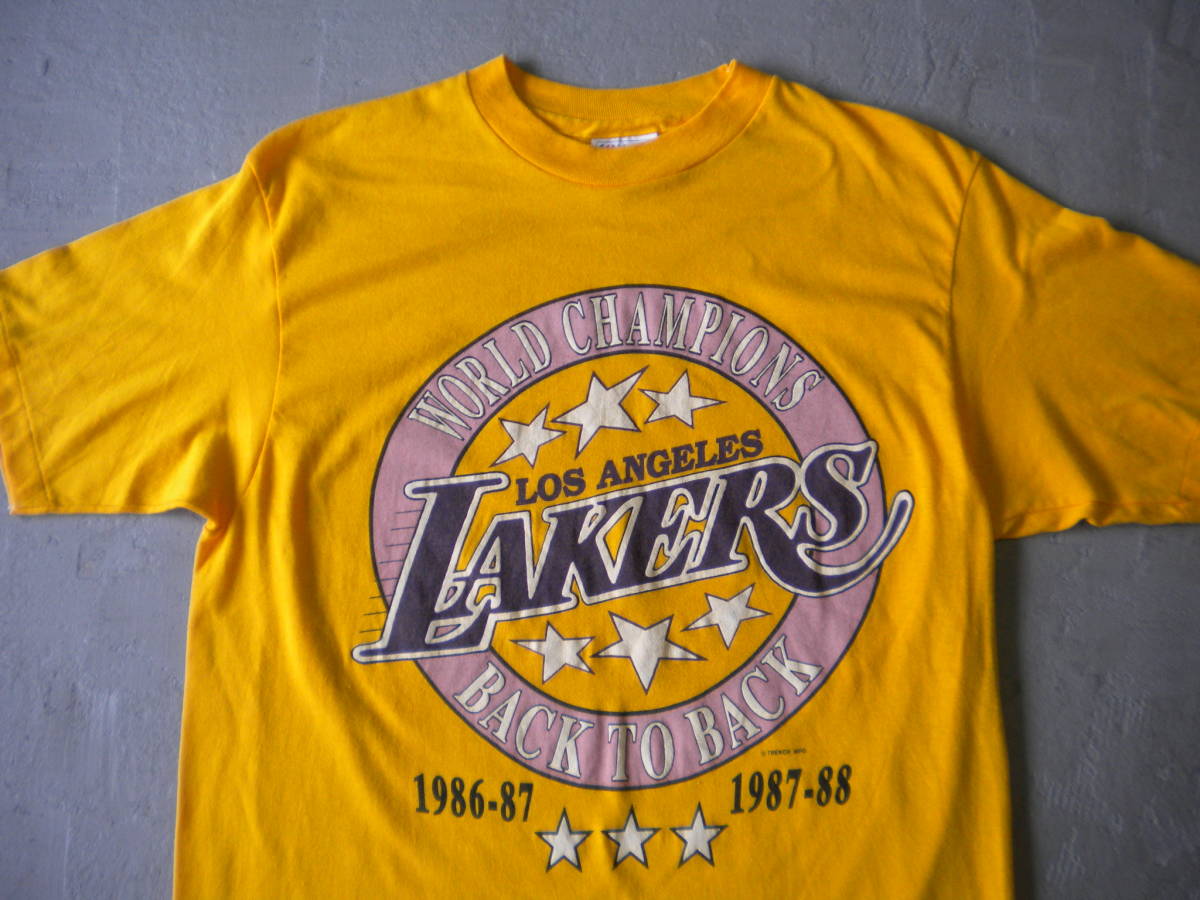 80s ビンテージ LA LAKERS レイカーズ 1987 1988 WORLD CHAMPS Tシャツ 