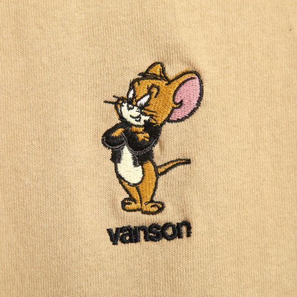 バンソン VANSON トムとジェリー コラボ 半袖 Tシャツ ベージュ【XXLサイズ】TJV-2022 TOM AND JERRY 刺繍 6.2oz アメカジ_画像5