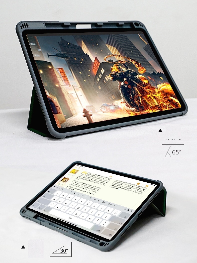 iPad 10.2 インチ 第7/8/9世代 兼用 MUTURAL YAXING 軍事レベ Folio スマート カバー ケース ブルー_画像3