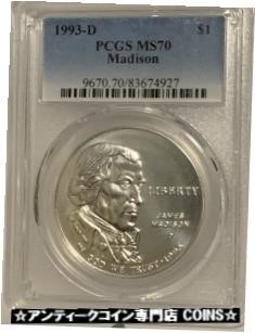 金貨 銀貨 アンティークコイン 1993-D Madison Dollar PCGS MS70 #5877