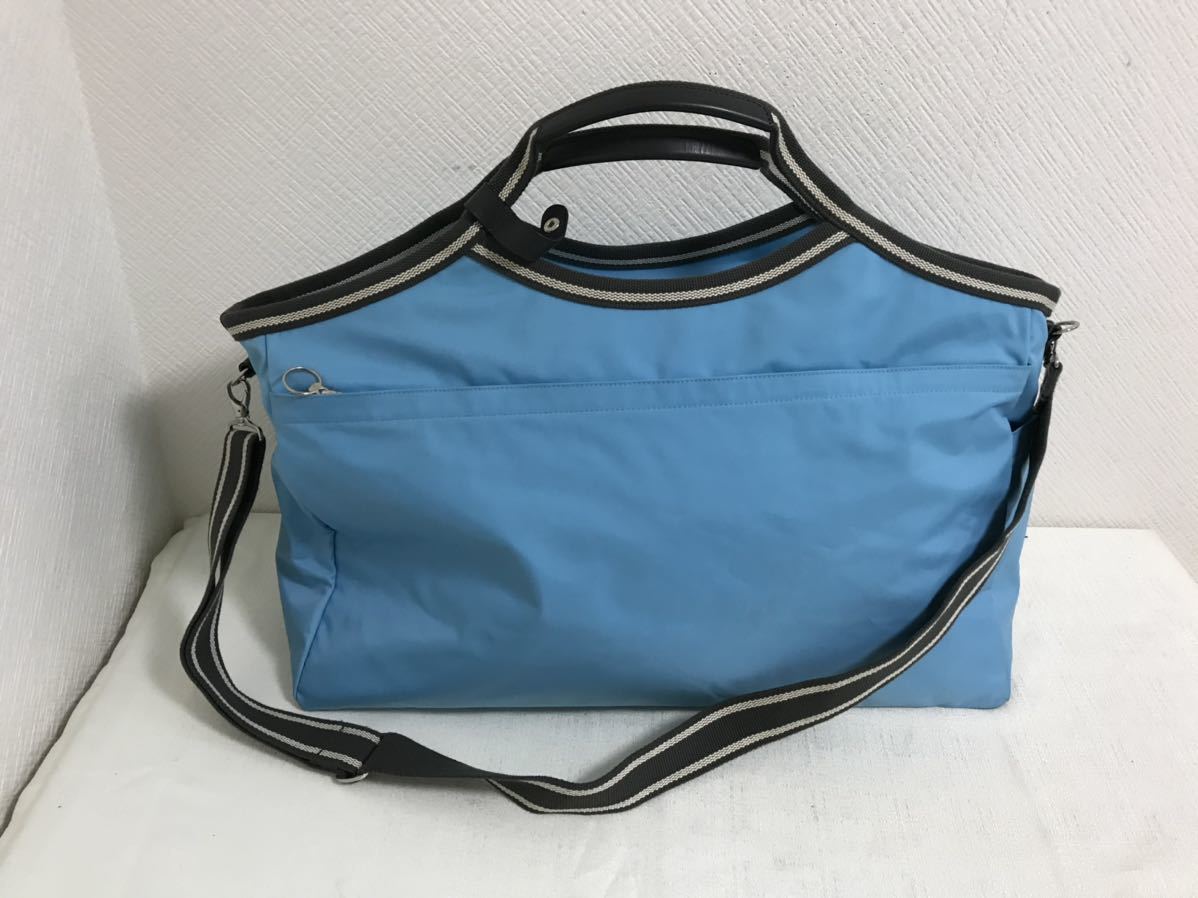  genuine article Agnes B agnesb. nylon 2wayteka big Boston business bag tote bag blue blue lady's men's travel travel shoulder 