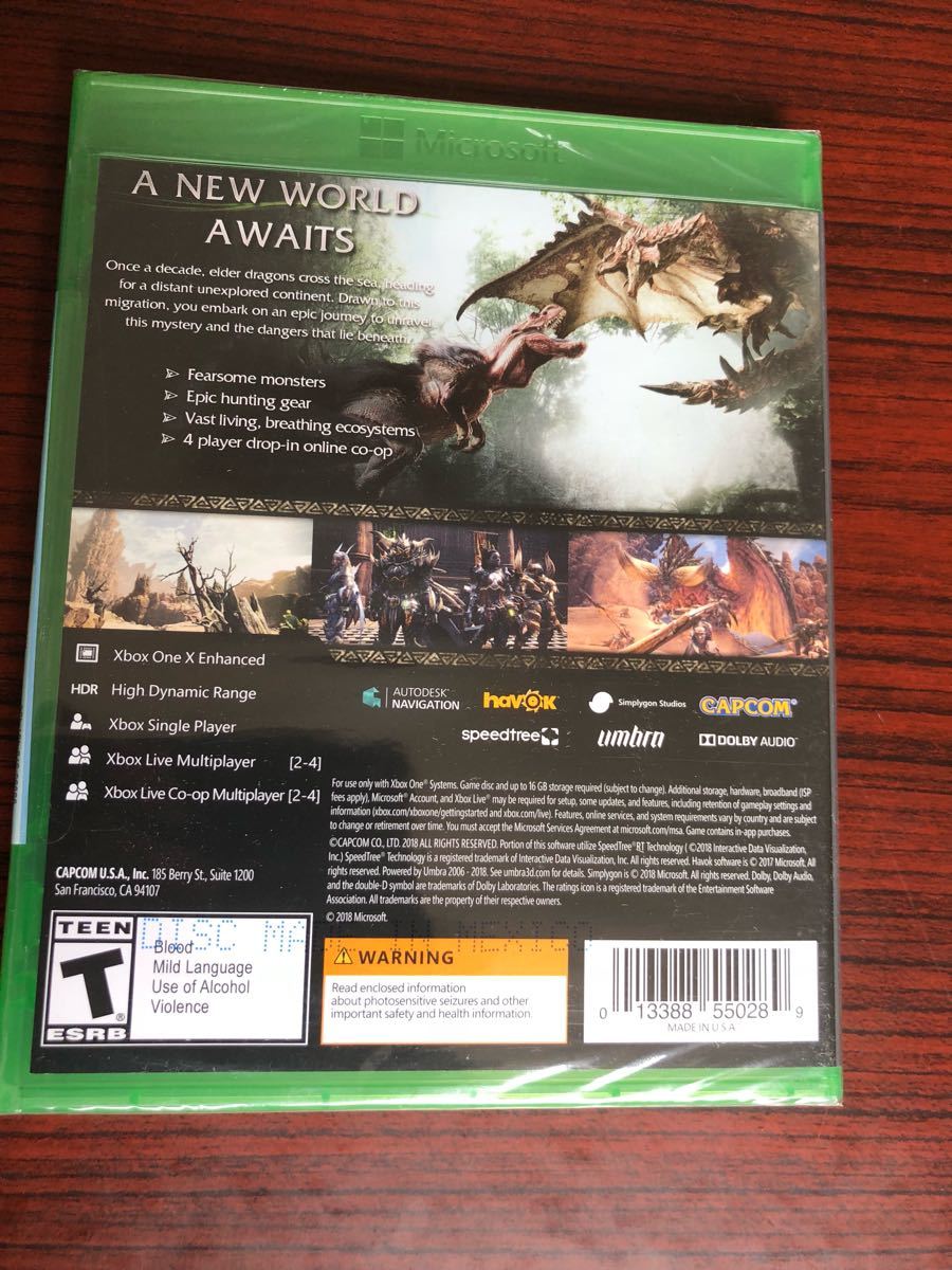 モンスターハンターワールド Xbox One MONSTER HUNTER 北米版 ソフト