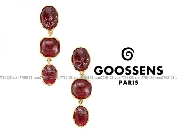 保管品5.5万《GOOSSENS Paris》カボション イヤリング CABOCHNアローズ グーセン パリ アクセサリー ピンク ゴールド クリスタル24K_※画像・ロゴお借りしました