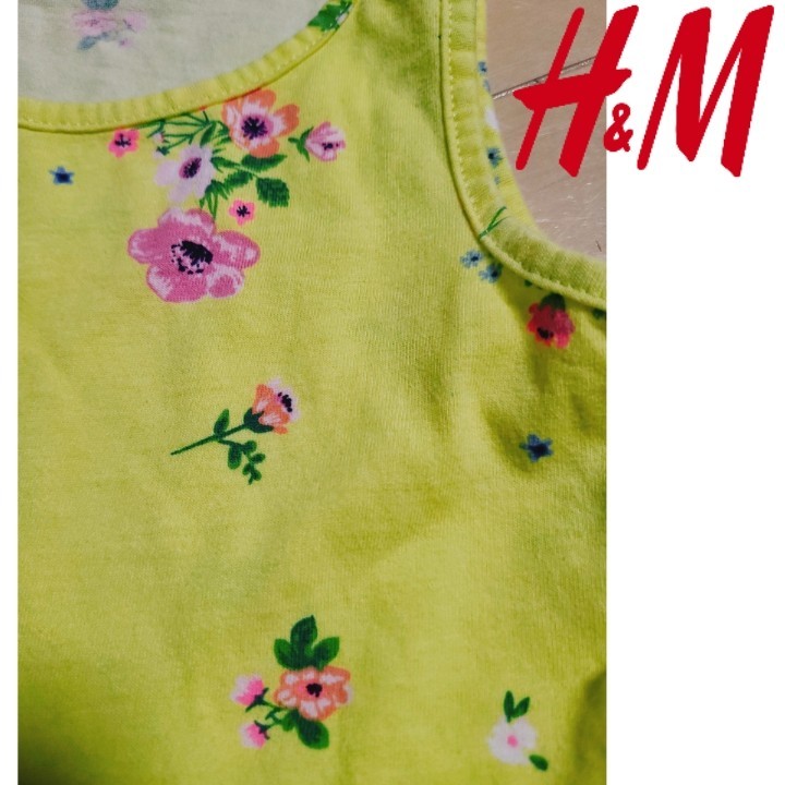 ほぼ未使用 H&M 綿100% 花柄ノースリーブワンピース 100cm