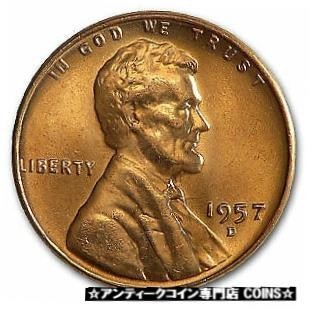 超人気の シルバー ゴールド アンティークコイン 1957-D Lincoln Cent BU (Red) - SKU#9 #5223 その他