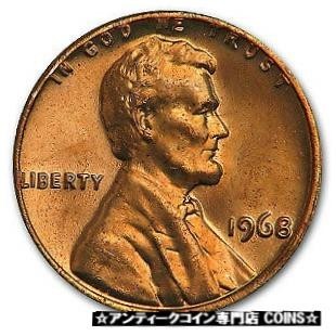 シルバー ゴールド アンティークコイン 1968 Lincoln Cent BU (Red) - SKU#674 #7552