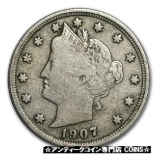 シルバー ゴールド アンティークコイン 1907 Liberty Head V Nickel