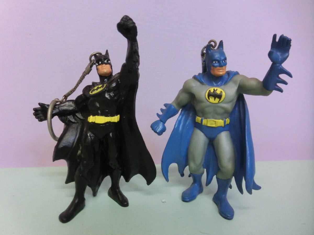 BATMAN バットマン PVCフィギュア キーチェーン人形 2体セット コミックスペイン Comics Spain & バリー BULLY DCコミック 80sビンテージ_画像1