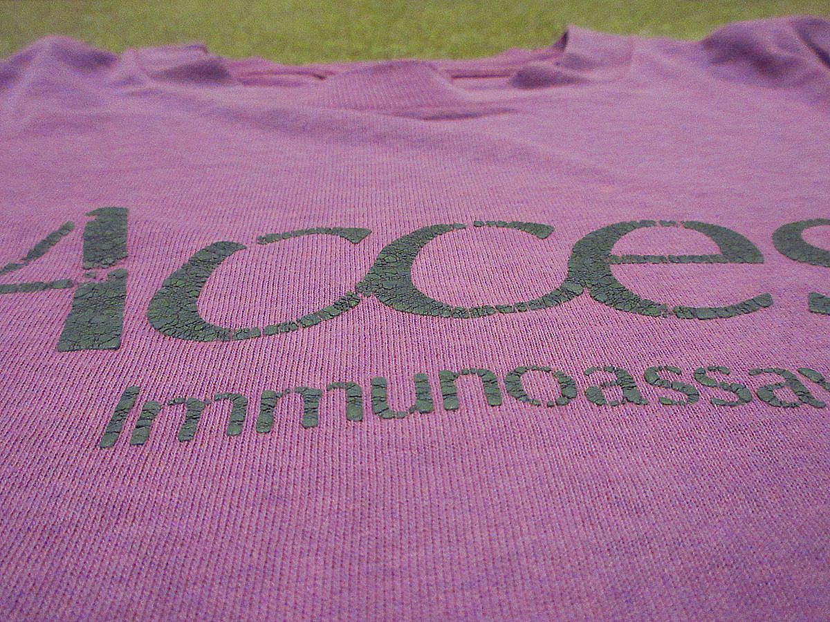 ビンテージ90’s●Access Immunoassay SystemコットンプリントTシャツ紫size M●210629s12-m-tsh-ot 1990s古着メンズトップスUSA製_画像6