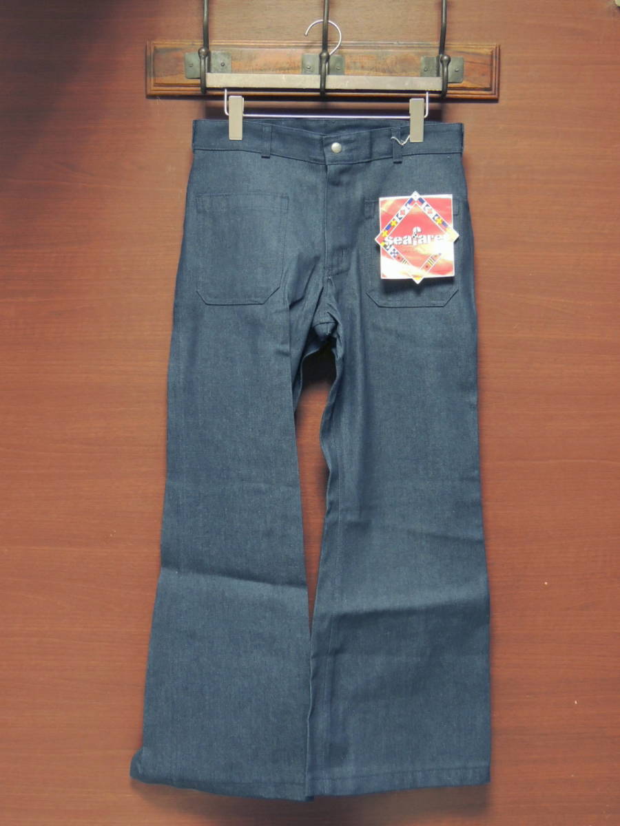 新品 90S USA製 デッドストック SEAFARER U.S.NAVY 米海軍 デニム セーラー パンツ ジーンズ フレア ベルボトム ウエスト82CM 在庫品即発送 us 90s デニム セーラーパンツ navy デニム/ジーンズ