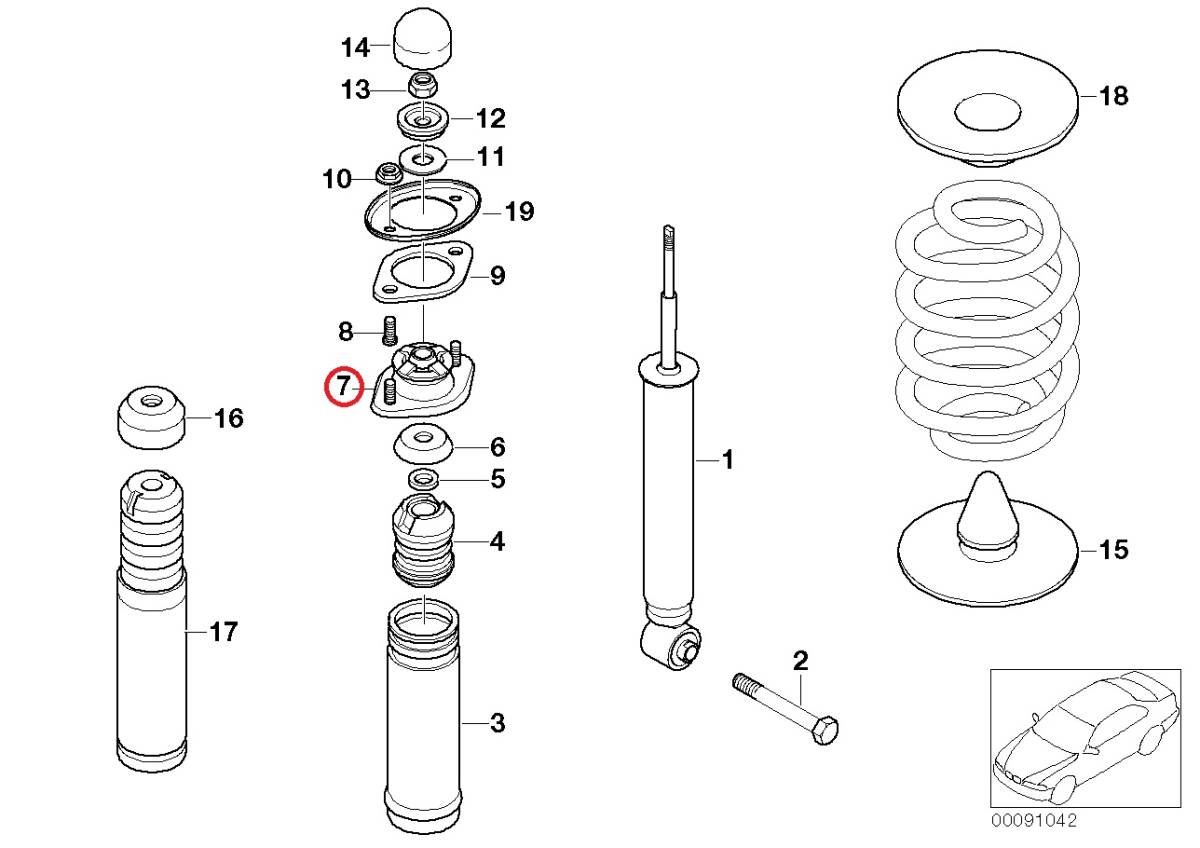 BMW E30 E46 Z3(E36) Z4(E85) LEMFORDER製 リア ストラット/ショックアッパーマウント/サポートベアリング 片側分 付属品無し 33521092362_画像4