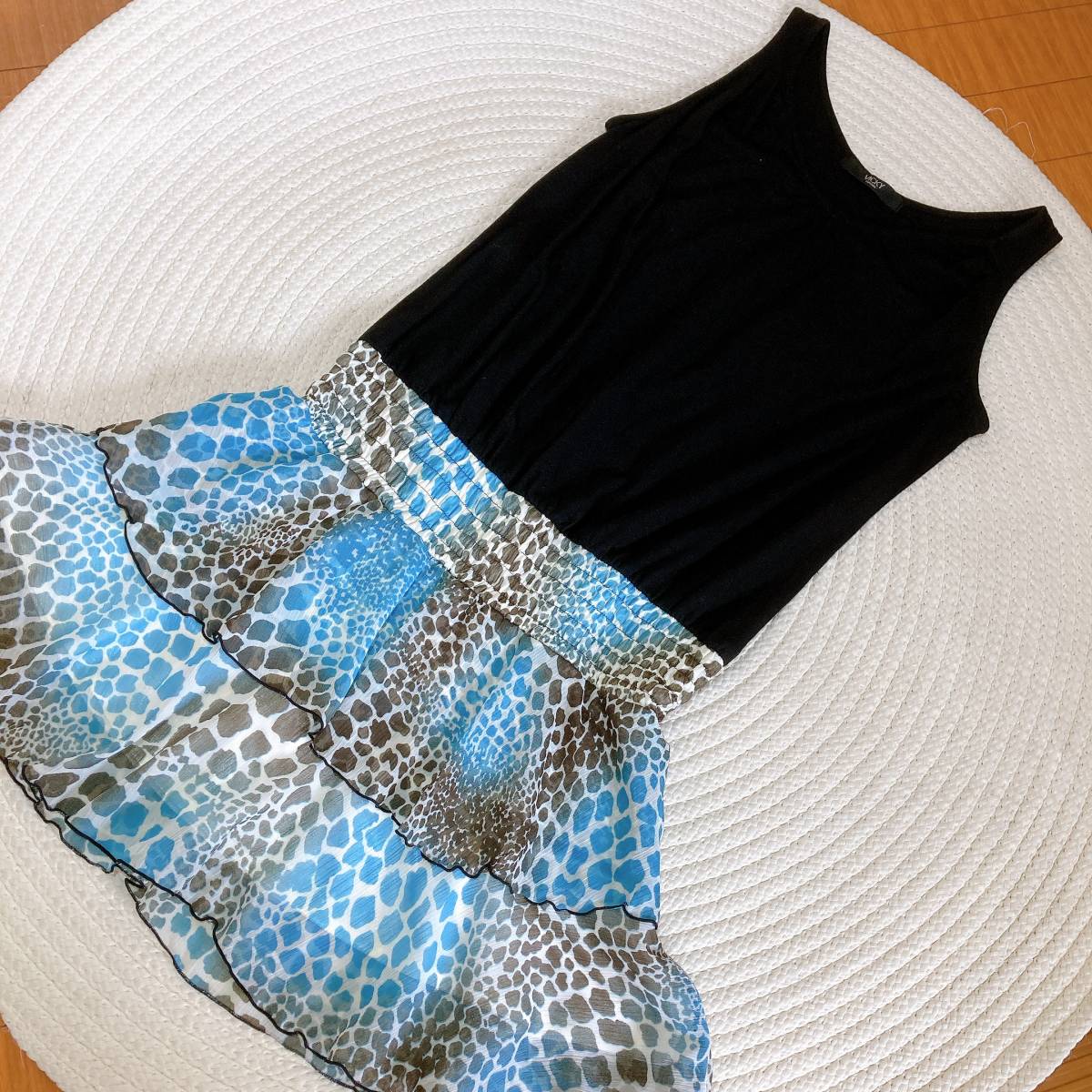 H055 beautiful goods!# Vicky * black cut & chiffon pattern skirt * tanker One-piece #2