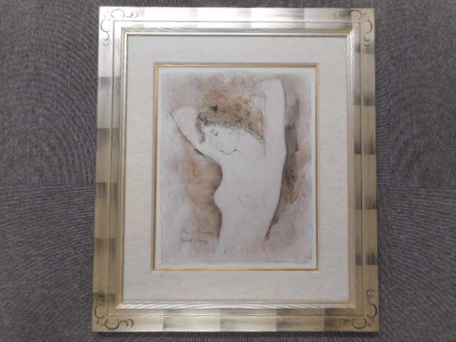 ベルナール シャロワ Bernard Charoy 水彩 原画 裸の少女 ヌード 真作 パリ 5-5-1982の 年月日入り ヌード 男のコレクション